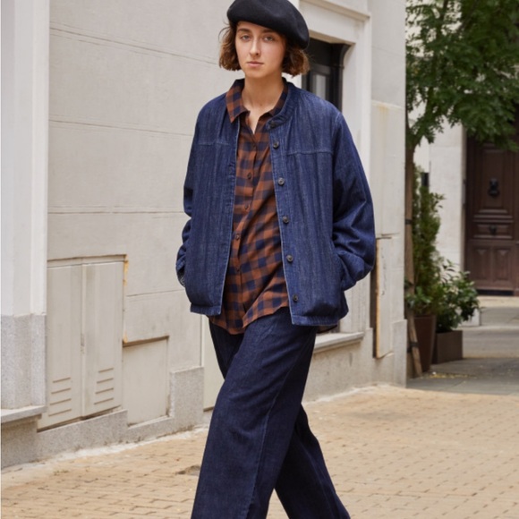 Uniqlo X Ines De La Fressange Brown Checkered Long Sleeve Button Down Women’s M - Picture 1 of 11